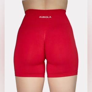 AUROLA Workout Shorts High Waist Seamless Scrunch Size Medium Womens Red ❣️🔥EUC